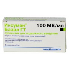 Инсуман базал гт суспензия для инъекций 100 ме/мл 5 мл 5 флакон