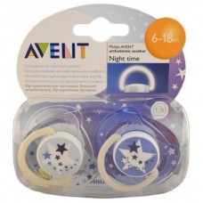 Avent 8481 пустышка ночная силиконовая 6-18м 2 шт